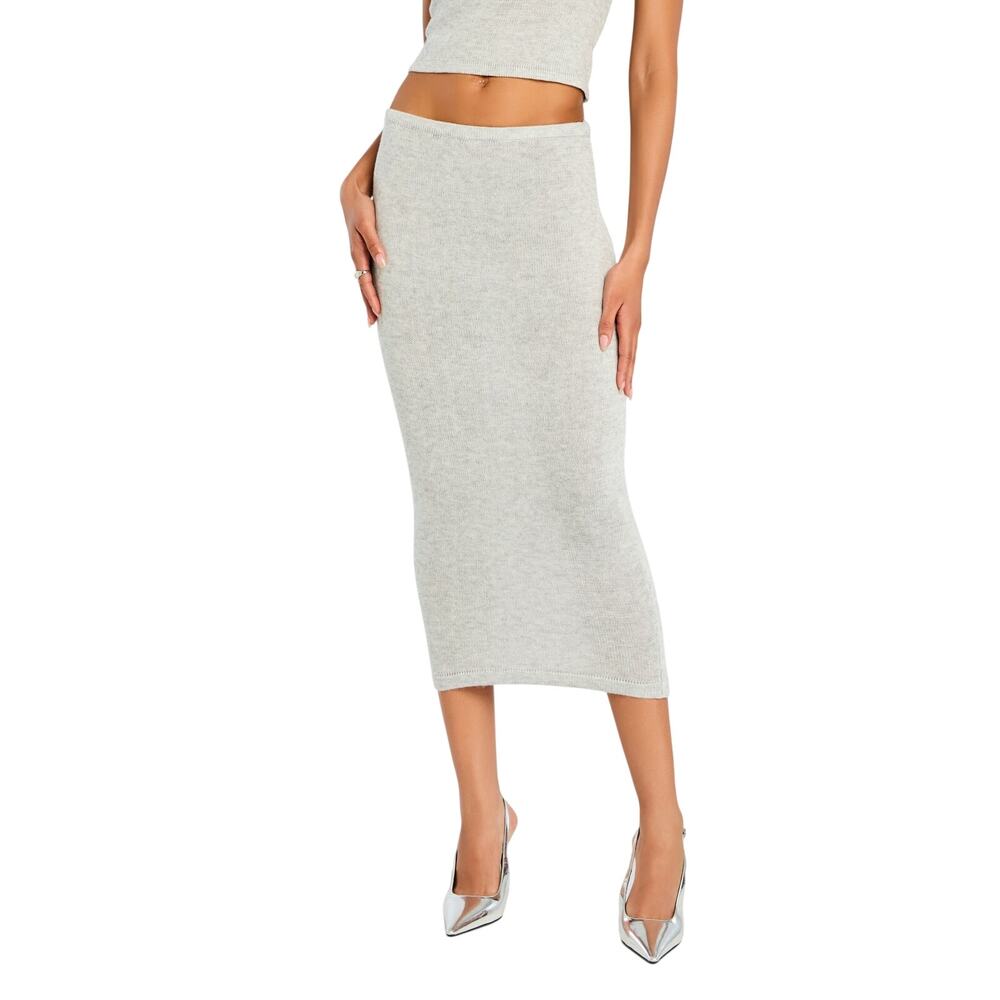 Retrofete Ribbed Knit Heather Grey Koko Skirt Size XS